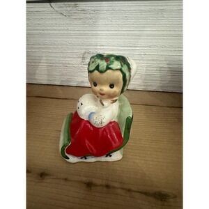 Vintage HTF Lefton Girl in Sled Shaker
